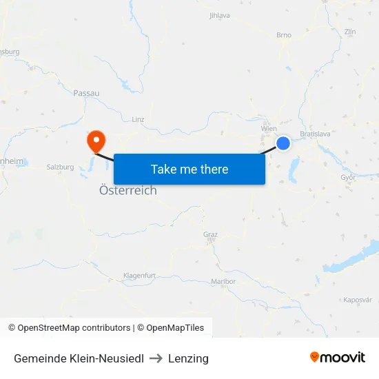 Gemeinde Klein-Neusiedl to Lenzing map