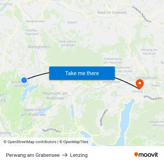 Perwang am Grabensee to Lenzing map
