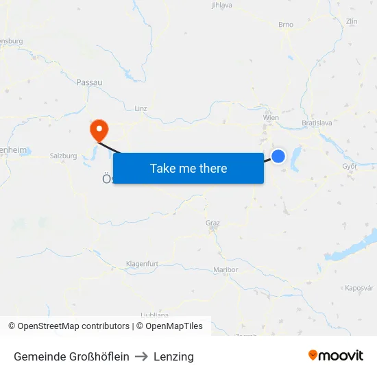 Gemeinde Großhöflein to Lenzing map