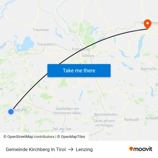 Gemeinde Kirchberg In Tirol to Lenzing map