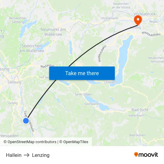 Hallein to Lenzing map