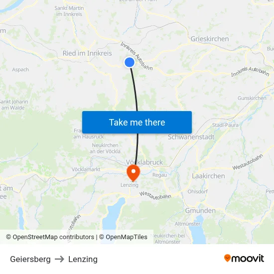 Geiersberg to Lenzing map