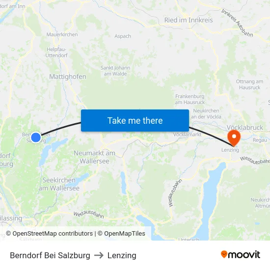 Berndorf Bei Salzburg to Lenzing map