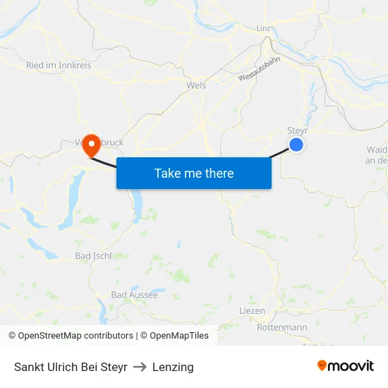 Sankt Ulrich Bei Steyr to Lenzing map
