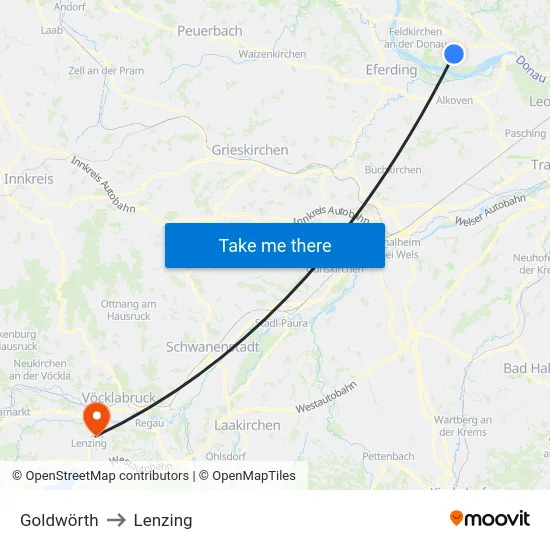 Goldwörth to Lenzing map