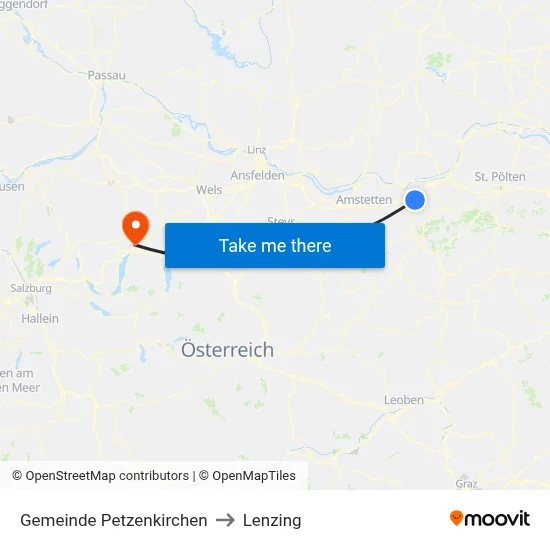 Gemeinde Petzenkirchen to Lenzing map
