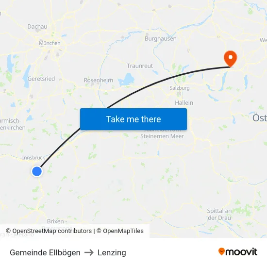Gemeinde Ellbögen to Lenzing map