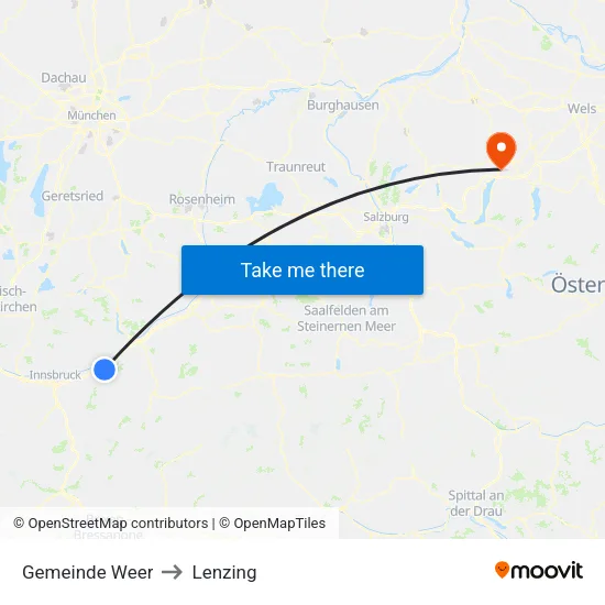 Gemeinde Weer to Lenzing map
