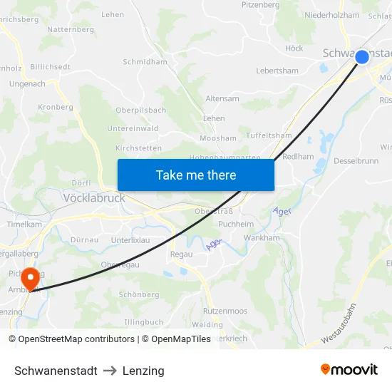 Schwanenstadt to Lenzing map