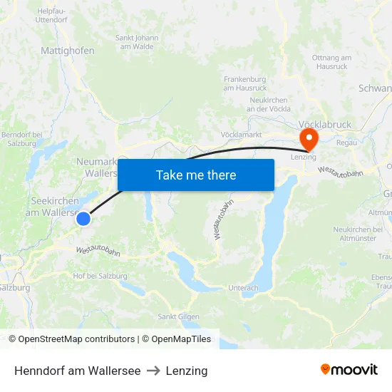 Henndorf am Wallersee to Lenzing map