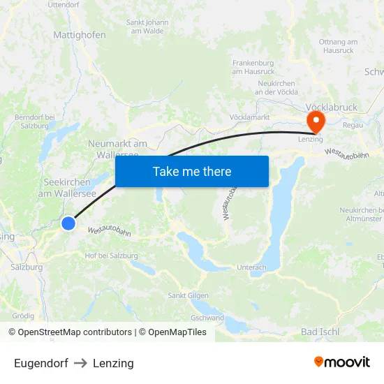 Eugendorf to Lenzing map