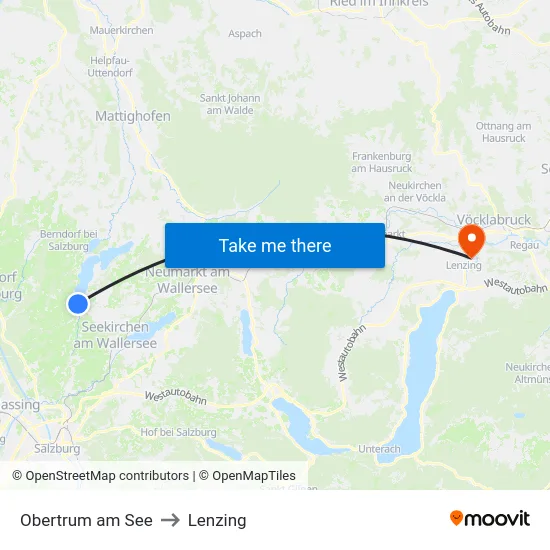 Obertrum am See to Lenzing map