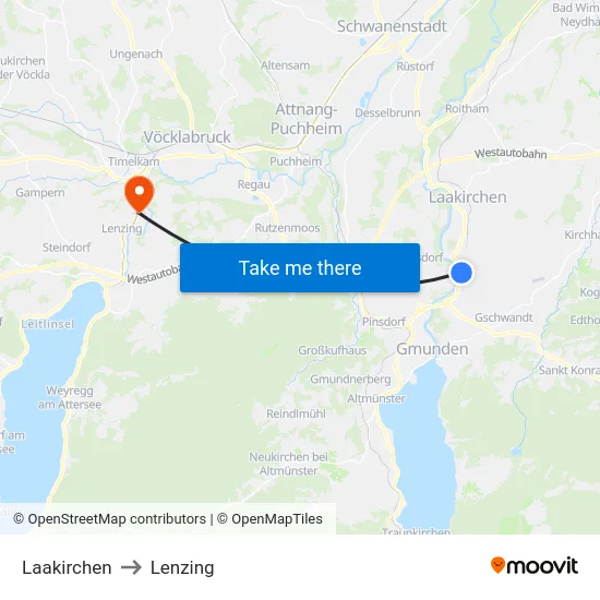 Laakirchen to Lenzing map