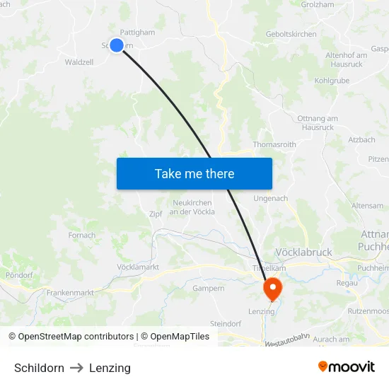 Schildorn to Lenzing map