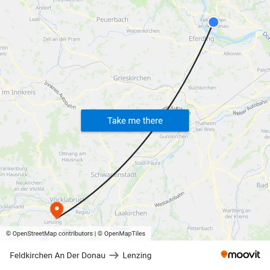 Feldkirchen An Der Donau to Lenzing map
