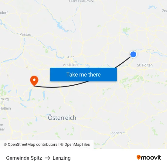 Gemeinde Spitz to Lenzing map