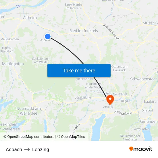 Aspach to Lenzing map