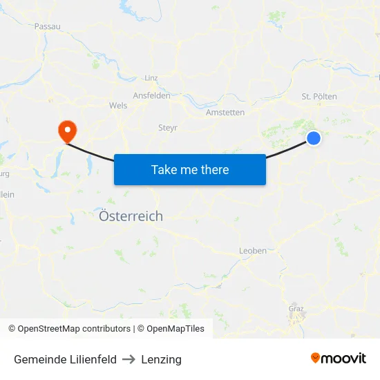 Gemeinde Lilienfeld to Lenzing map