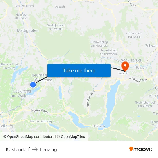 Köstendorf to Lenzing map