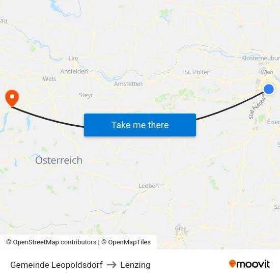 Gemeinde Leopoldsdorf to Lenzing map