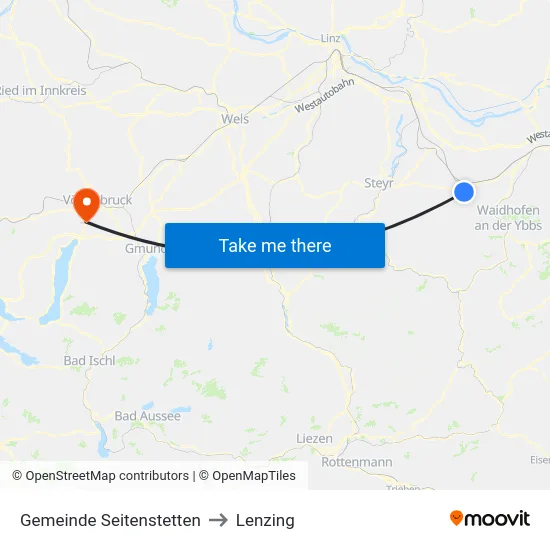 Gemeinde Seitenstetten to Lenzing map