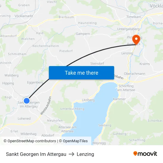 Sankt Georgen Im Attergau to Lenzing map