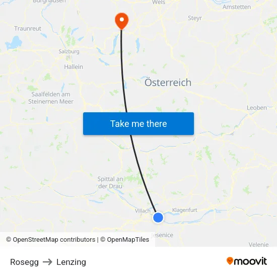 Rosegg to Lenzing map