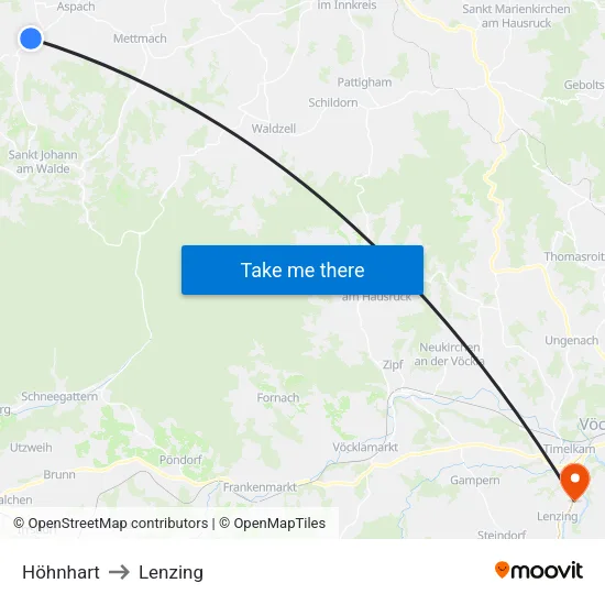 Höhnhart to Lenzing map