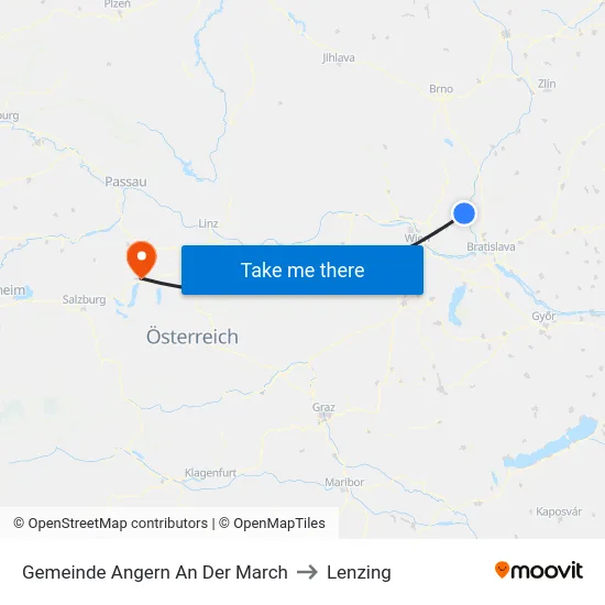 Gemeinde Angern An Der March to Lenzing map