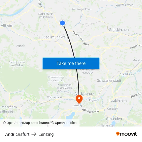 Andrichsfurt to Lenzing map