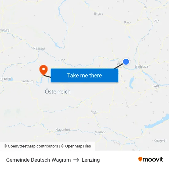 Gemeinde Deutsch-Wagram to Lenzing map