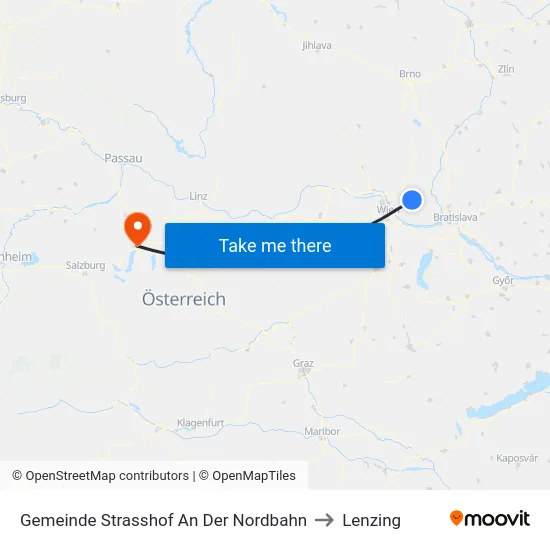 Gemeinde Strasshof An Der Nordbahn to Lenzing map