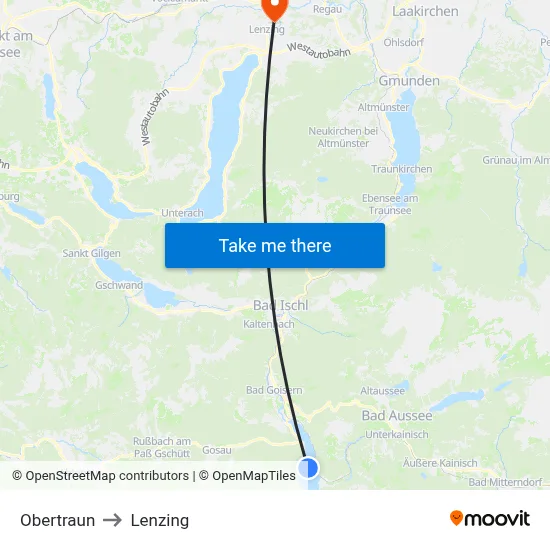 Obertraun to Lenzing map