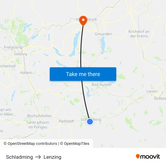 Schladming to Lenzing map