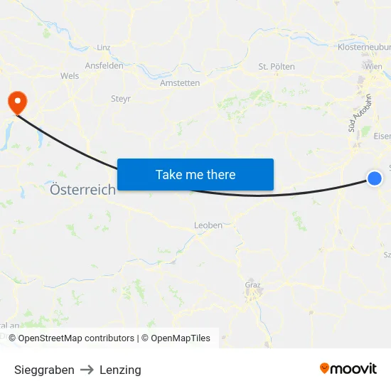 Sieggraben to Lenzing map