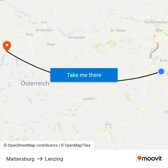 Mattersburg to Lenzing map
