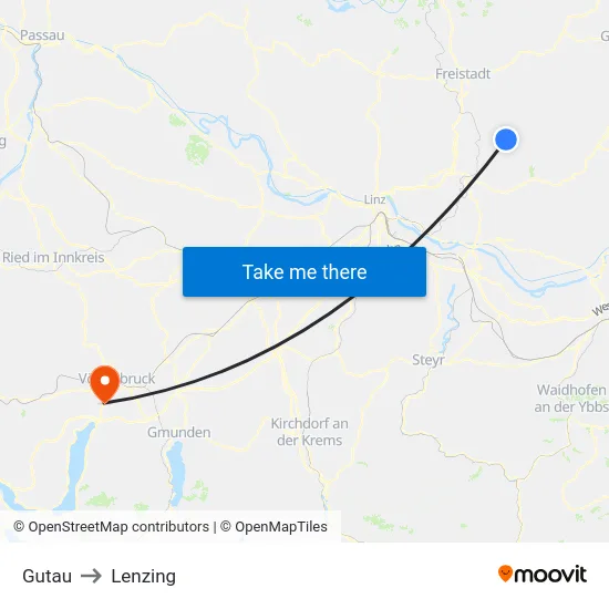 Gutau to Lenzing map