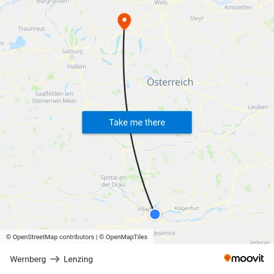 Wernberg to Lenzing map