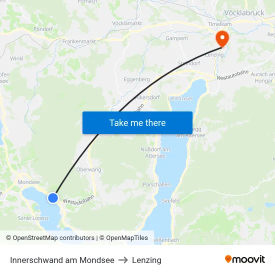 Innerschwand am Mondsee to Lenzing map