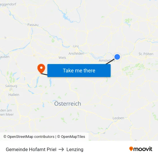 Gemeinde Hofamt Priel to Lenzing map