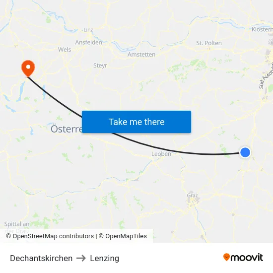 Dechantskirchen to Lenzing map