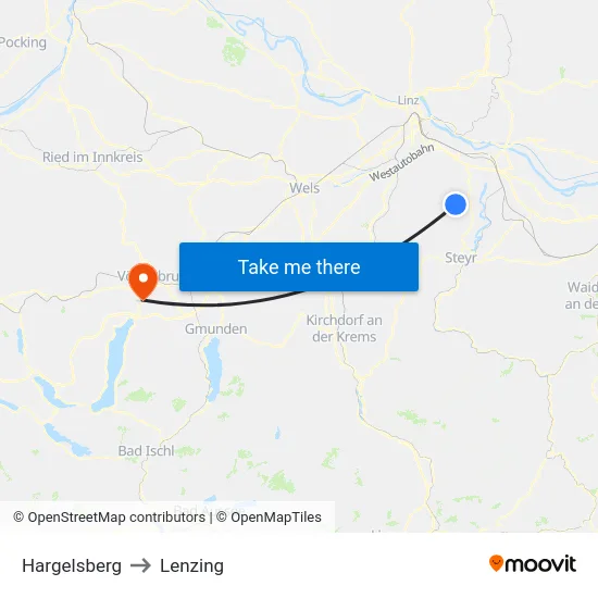 Hargelsberg to Lenzing map
