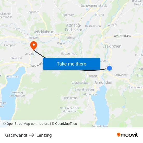 Gschwandt to Lenzing map