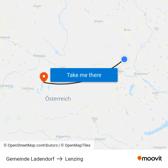 Gemeinde Ladendorf to Lenzing map