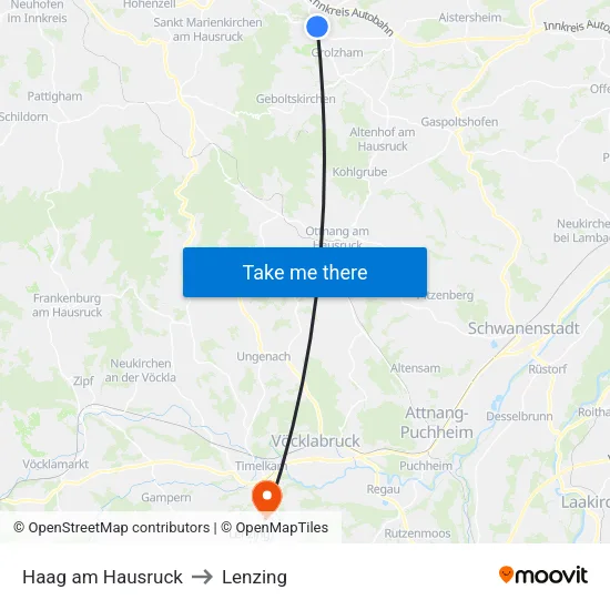 Haag am Hausruck to Lenzing map