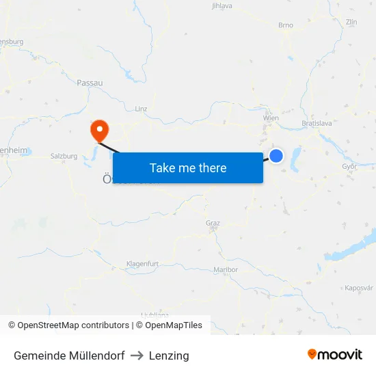 Gemeinde Müllendorf to Lenzing map