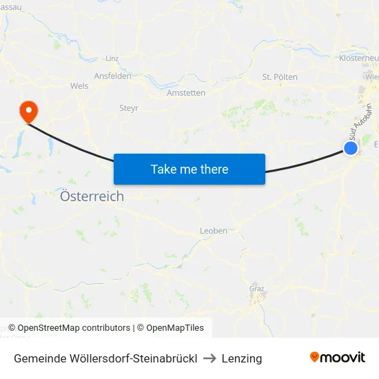 Gemeinde Wöllersdorf-Steinabrückl to Lenzing map