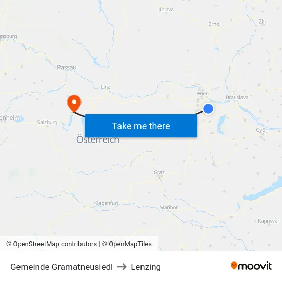 Gemeinde Gramatneusiedl to Lenzing map