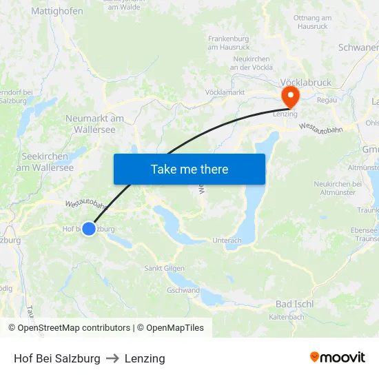 Hof Bei Salzburg to Lenzing map