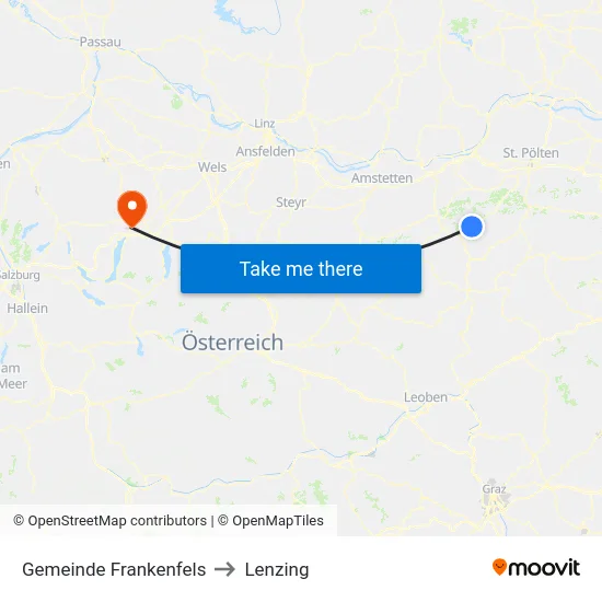 Gemeinde Frankenfels to Lenzing map